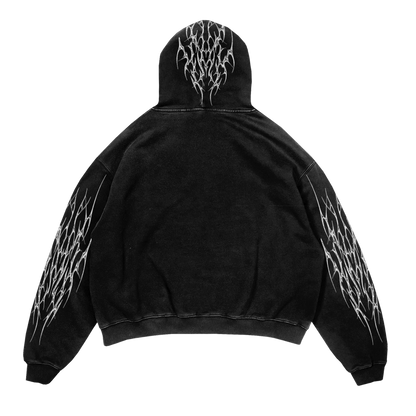 Triple embroidery hit Hoodie in black