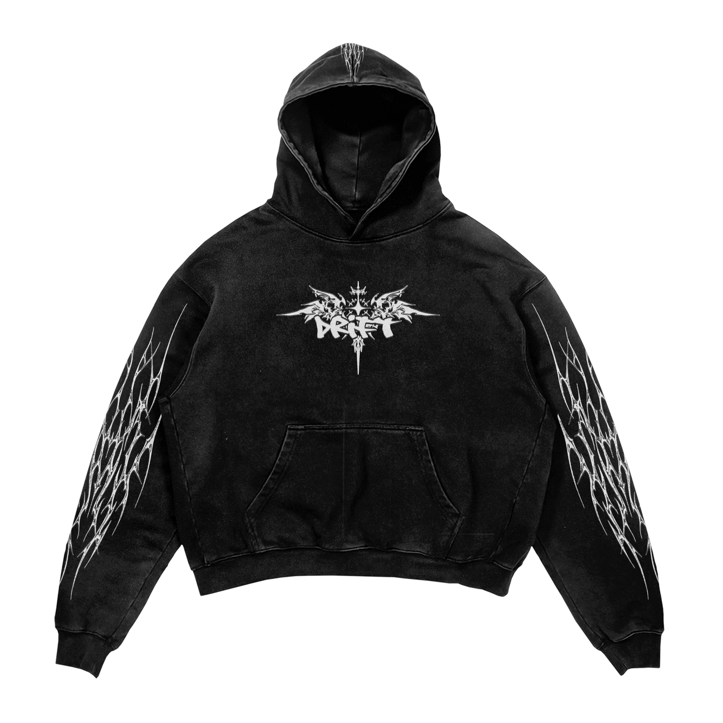 Triple embroidery hit Hoodie in black