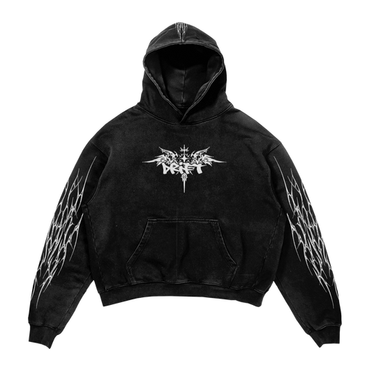 Triple embroidery hit Hoodie in black