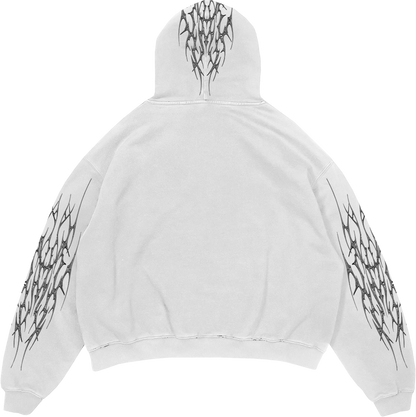 Triple embroidery hit Hoodie in white