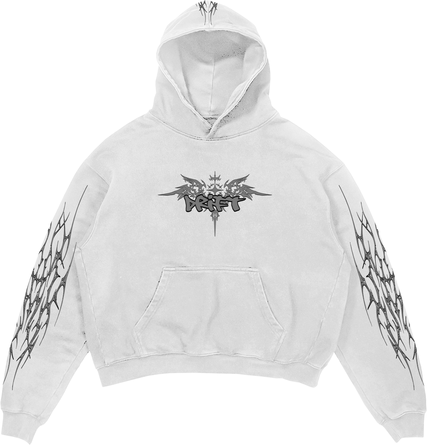 Triple embroidery hit Hoodie in white
