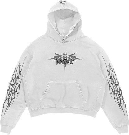 Triple embroidery hit Hoodie in white