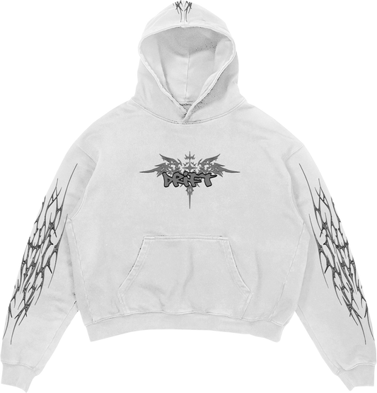 Triple embroidery hit Hoodie in white